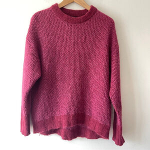 Banana Republic Oversized Alpaca Blend Fluffy sweater crew S petite pink red